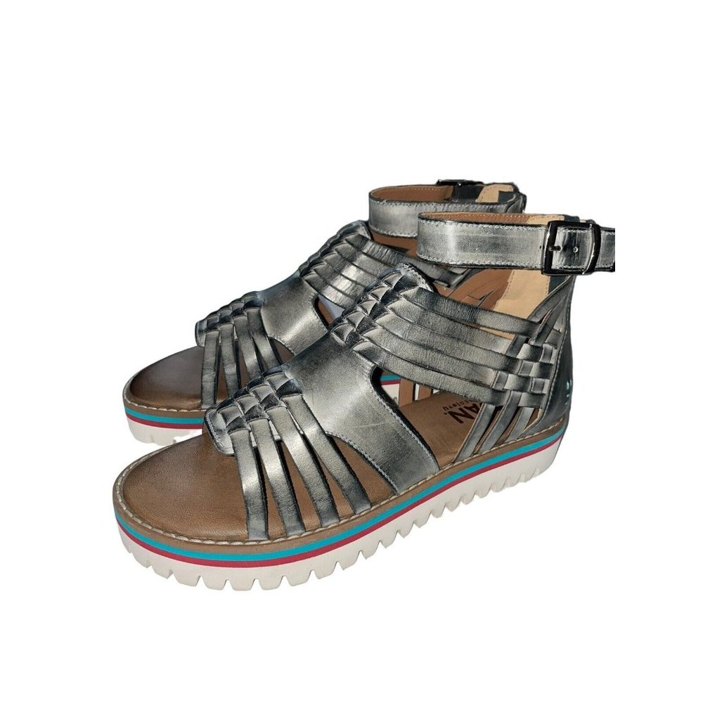 NIB Roan By Bed Stu Size 8.5 Gray Gladiator Leather Sandals  Zip Closure - Picture 2 of 10